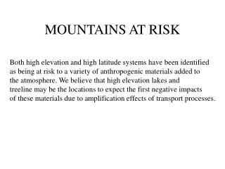 MOUNTAINS AT RISK