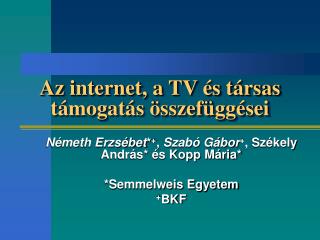 Az internet, a TV és társas támogatás összefüggései