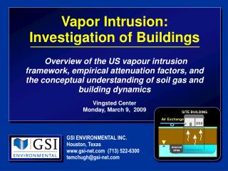 Vapor Intrusion: Investigation of Buildings