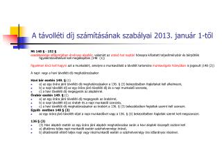 A távolléti díj számításának szabályai 2013. január 1-től