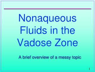 Nonaqueous Fluids in the Vadose Zone