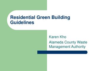 Residential Green Building Guidelines