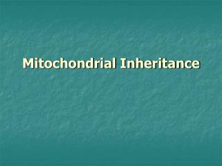 Mitochondrial Inheritance