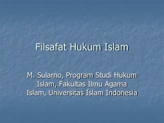 Filsafat Hukum Islam