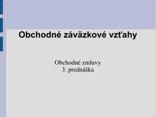 Obchodné záväzkové vzťahy