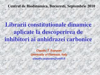 Librarii constitutionale dinamice aplicate la descoperirea de inhibitori ai anhidrazei carbonice