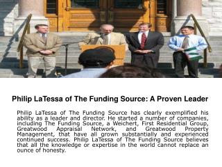 Philip LaTessa of The Funding Source: A Proven Leader