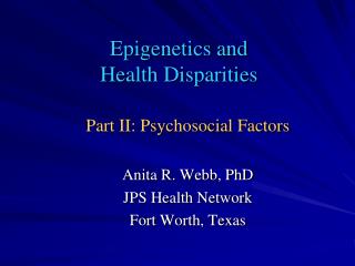 Epigenetics and Health Disparities