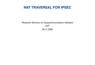 NAT TRAVERSAL FOR IPSEC