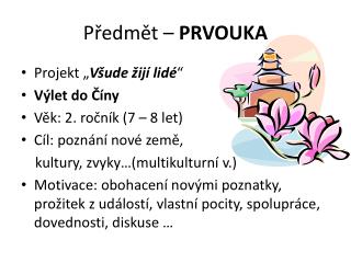 Předmět – PRVOUKA