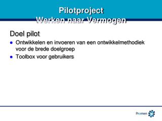 Pilotproject Werken naar Vermogen