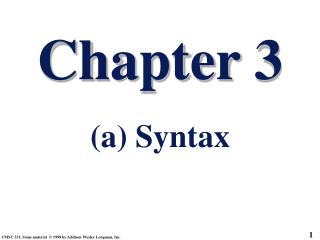Chapter 3 (a) Syntax