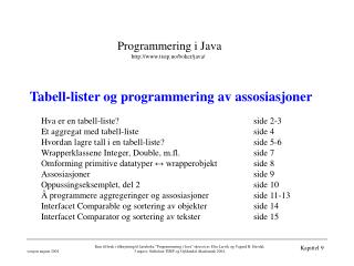 Tabell-lister og programmering av assosiasjoner