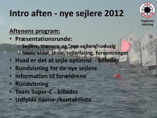 Intro aften - nye sejlere 2012