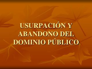 USURPACIÓN Y ABANDONO DEL DOMINIO PÚBLICO