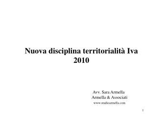 Nuova disciplina territorialità Iva 2010