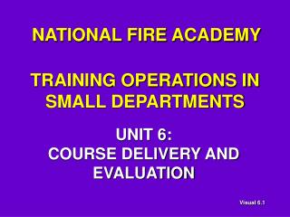 TRAINING OPERATIONS IN SMALL DEPARTMENTS