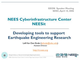 GEON Speaker Meeting SDSC, April 10, 2006