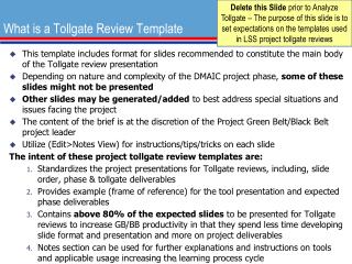 What is a Tollgate Review Template