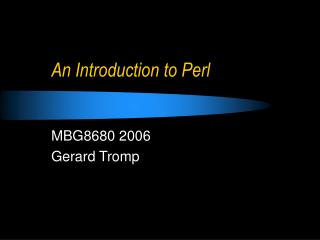 An Introduction to Perl