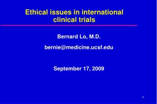 Ethical issues in international clinical trials