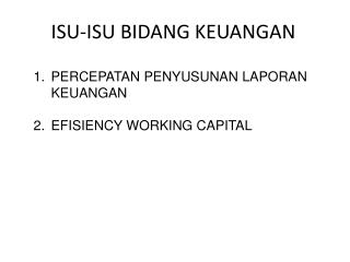 ISU-ISU BIDANG KEUANGAN