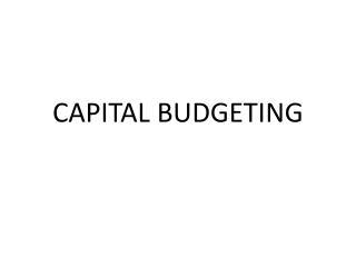 CAPITAL BUDGETING