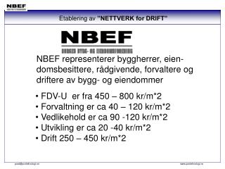 Etablering av ”NETTVERK for DRIFT”