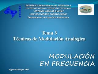 Tema 3 Técnicas de Modulación Analógica MODULACIÓN EN FRECUENCIA