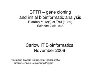 Carlow IT Bioinformatics November 2006