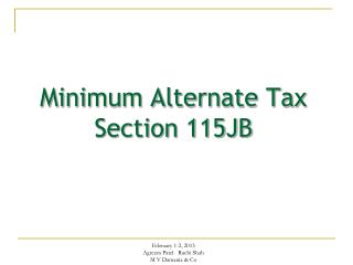 Minimum Alternate Tax Section 115JB