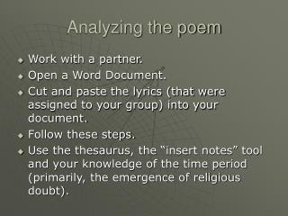 Analyzing the poem