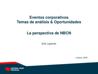 Eventos corporativos Temas de análisis &amp; Oportunidades
