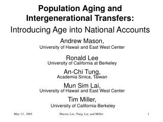 Population Aging and Intergenerational Transfers: Introducing Age into National Accounts