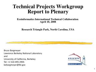 Technical Projects Workgroup Report to Plenary