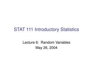 STAT 111 Introductory Statistics