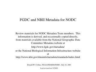 FGDC and NBII Metadata for NODC