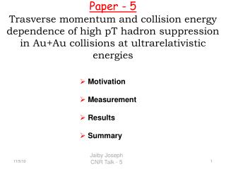 Motivation Measurement Results Summary