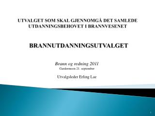 UTVALGET SOM SKAL GJENNOMGÅ DET SAMLEDE UTDANNINGSBEHOVET I BRANNVESENET BRANNUTDANNINGSUTVALGET