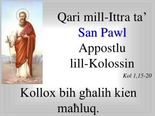 Qari mill- Ittra ta’ San Pawl Appostlu lill-Kolossin