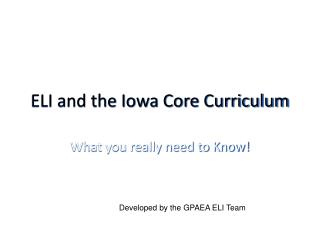 ELI and the Iowa Core Curriculum