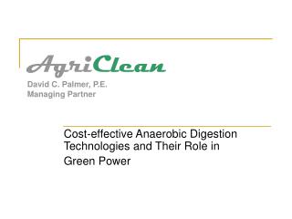 Agri Clean David C. Palmer, P.E. Managing Partner