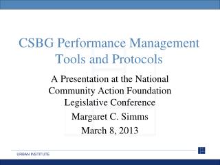 CSBG Performance Management Tools and Protocols