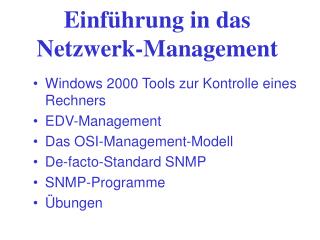 Einführung in das Netzwerk-Management