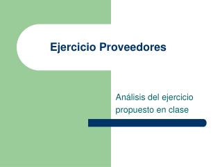 Ejercicio Proveedores