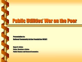 Public Utilities’ War on the Poor