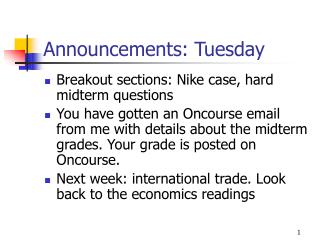 Announcements: Tuesday