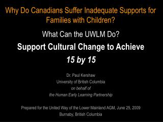 Why Do Canadians Suffer Inadequate Supports for Families with Children?