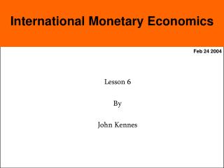 International Monetary Economics