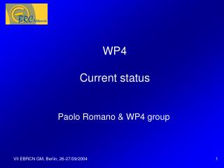 WP4 Current status